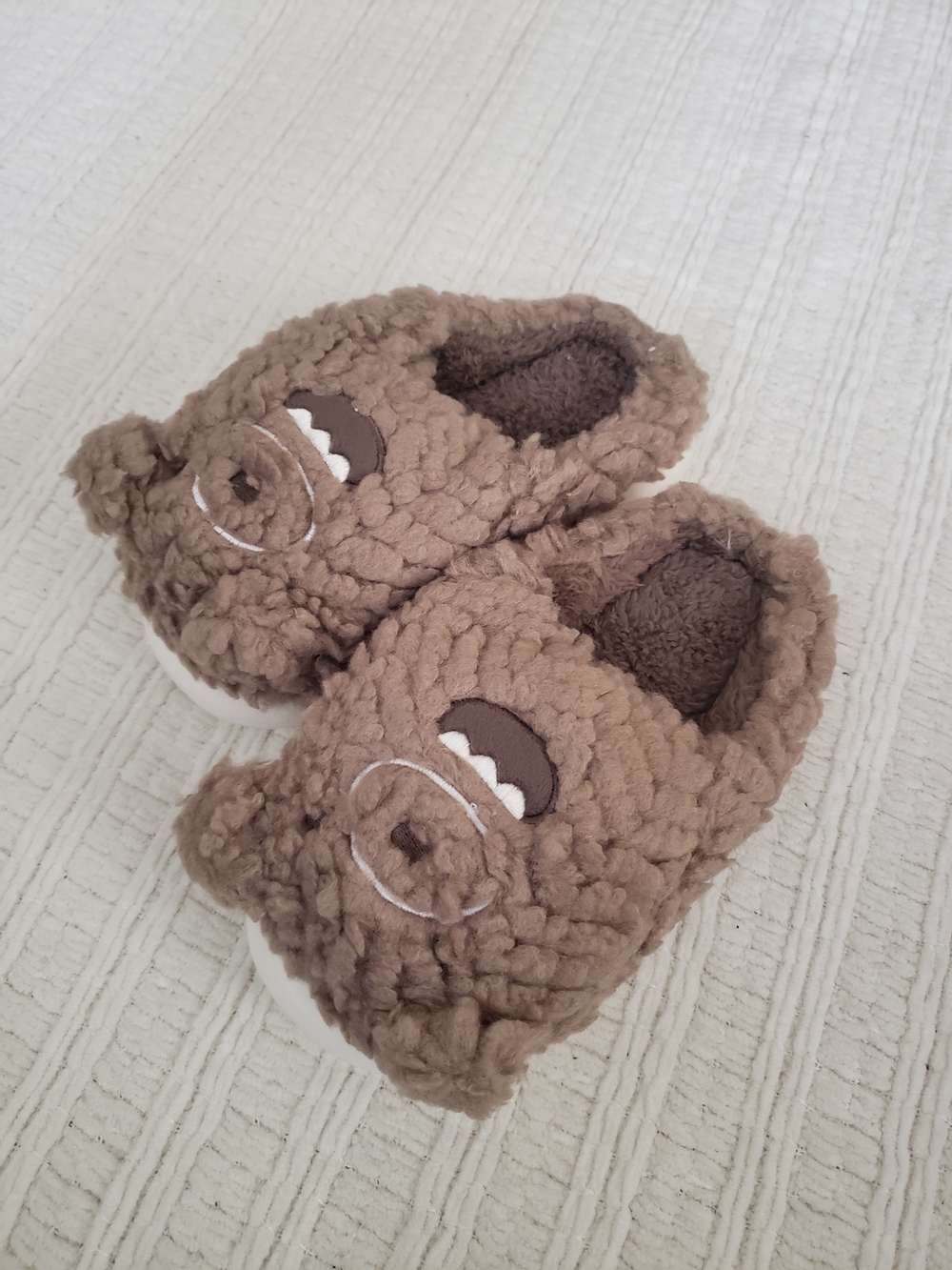 Cozy Brown Plush Bear Kids Slipper Socks